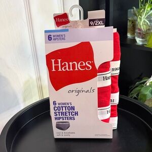 Hanes Women's Cotton Stretch Hipsters - Red & White